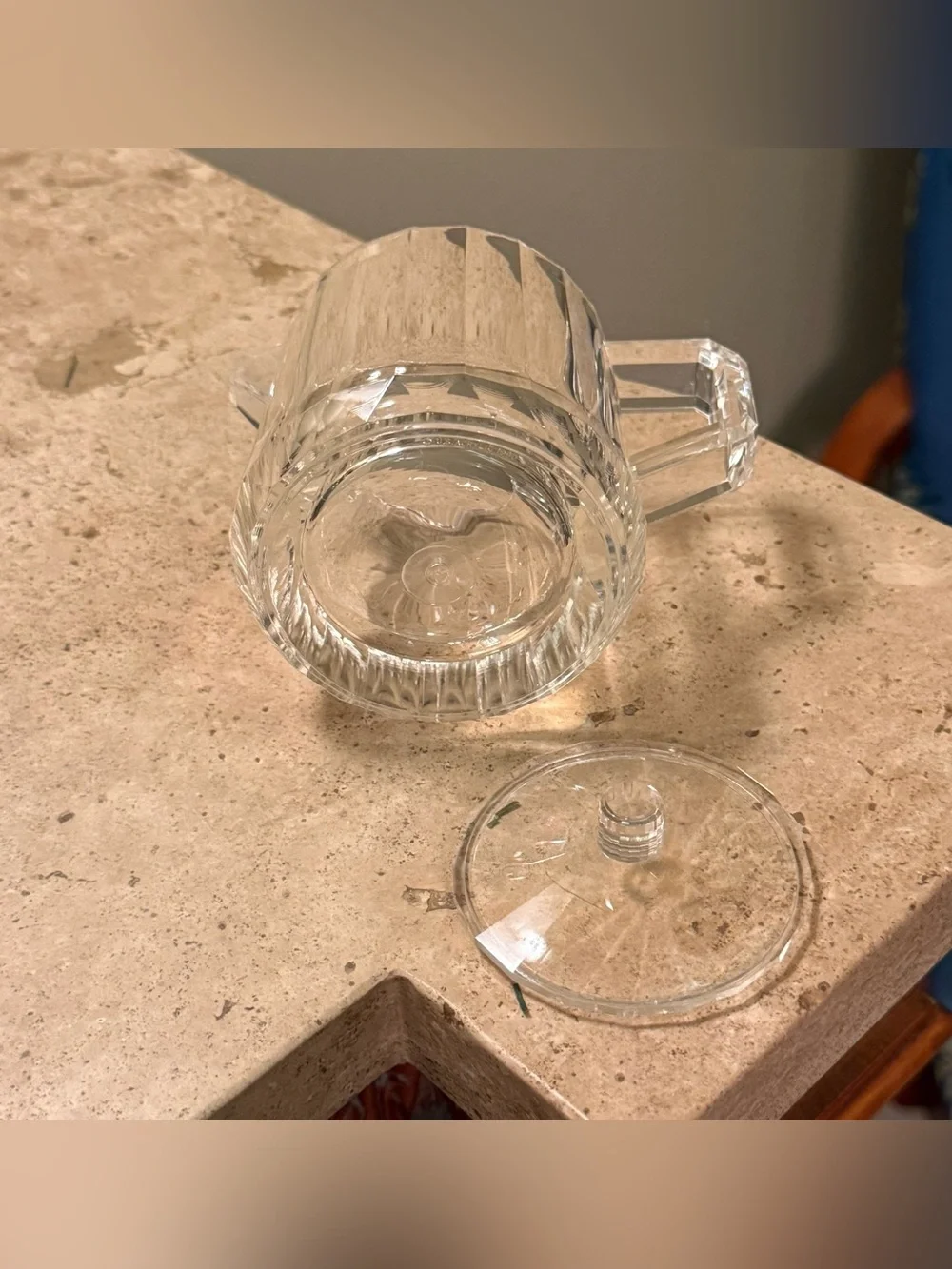 Vintage Clear Acrylic Ribbed Creamer Pitcher with Matching Lid